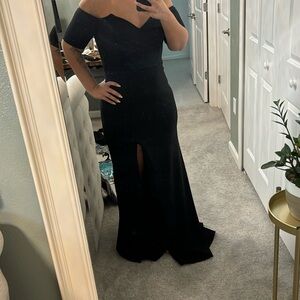 Lulus Black Maxi Dress with Slit Gatsby Murder Mystery 1920s Costume